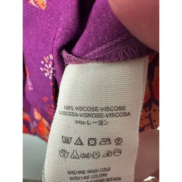 Free People SZ M Tuscan Dreams Tunic Floral Printed Blouse Plum Purple Boho C11 - Picture 5 of 8